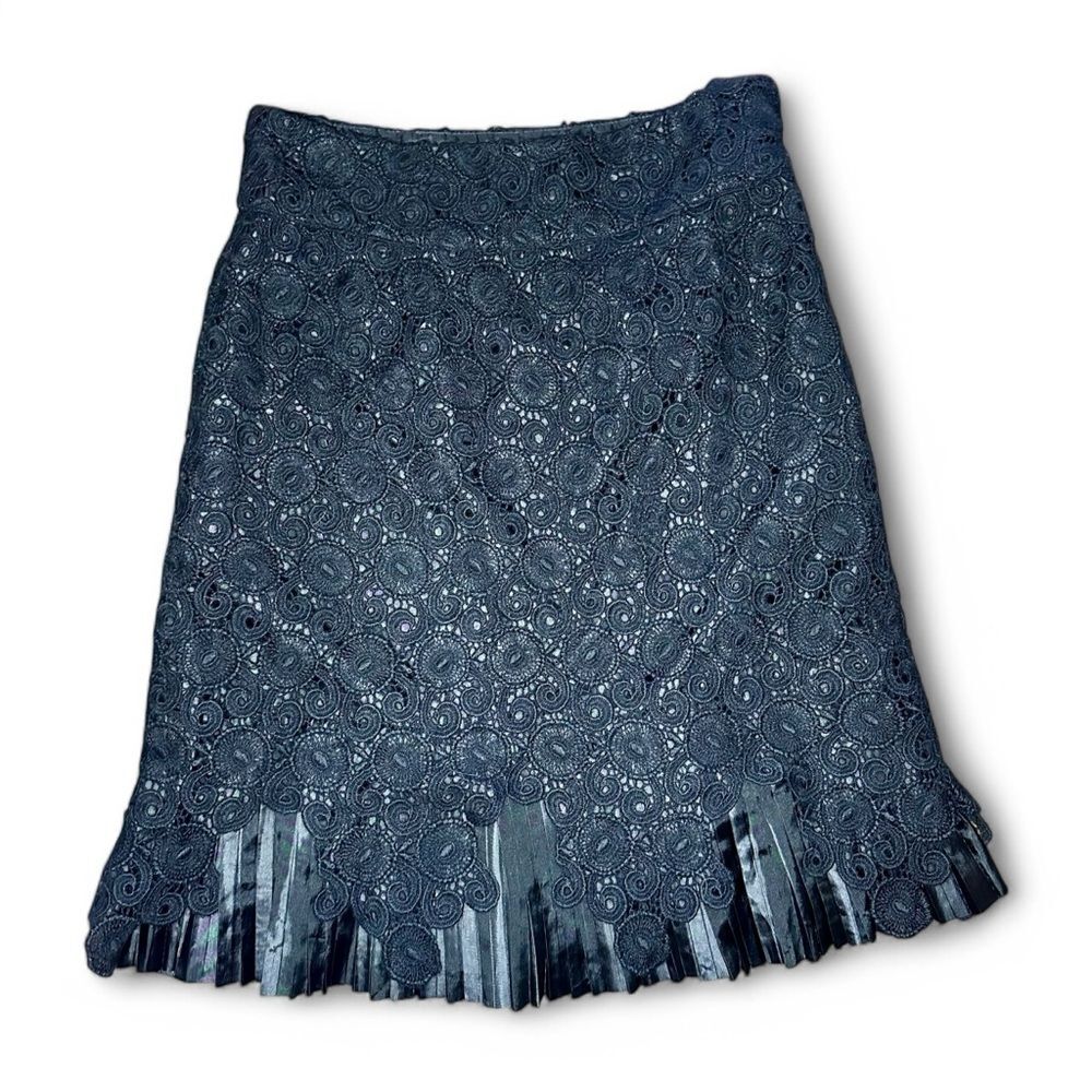 Anthropologie Leifsdottir Black Crochet Lace Pleated Pencil Skirt – Size 6